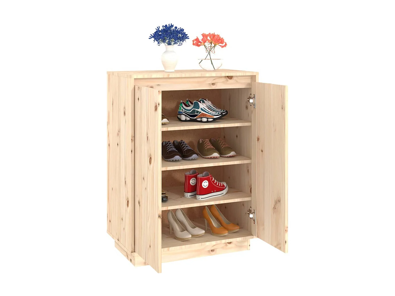 Armoire à chaussures 60x35x80 Bois de pin massif Kirane