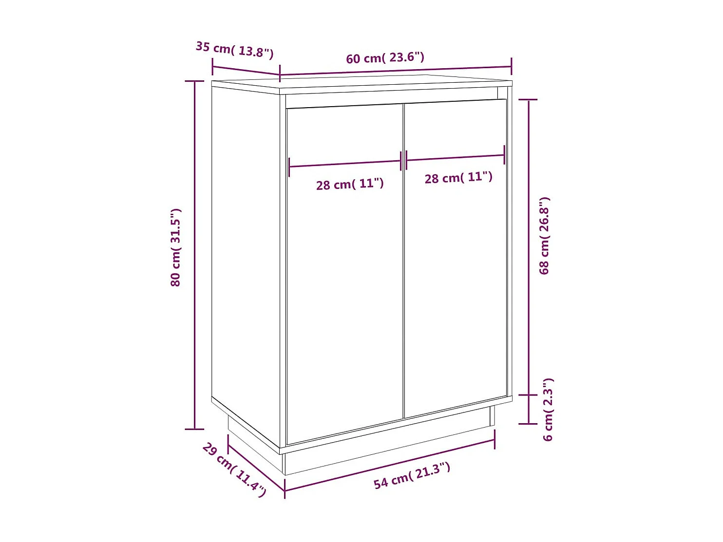 Armoire à chaussures 60x35x80 Bois de pin massif Kirane