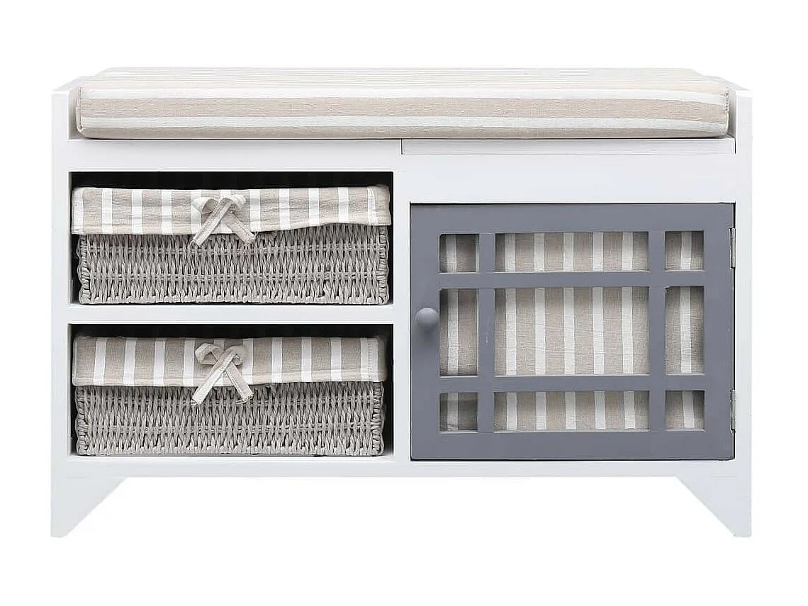 Banc d'entrée Blanc 70 x 33,5x45 Bois de Paulownia