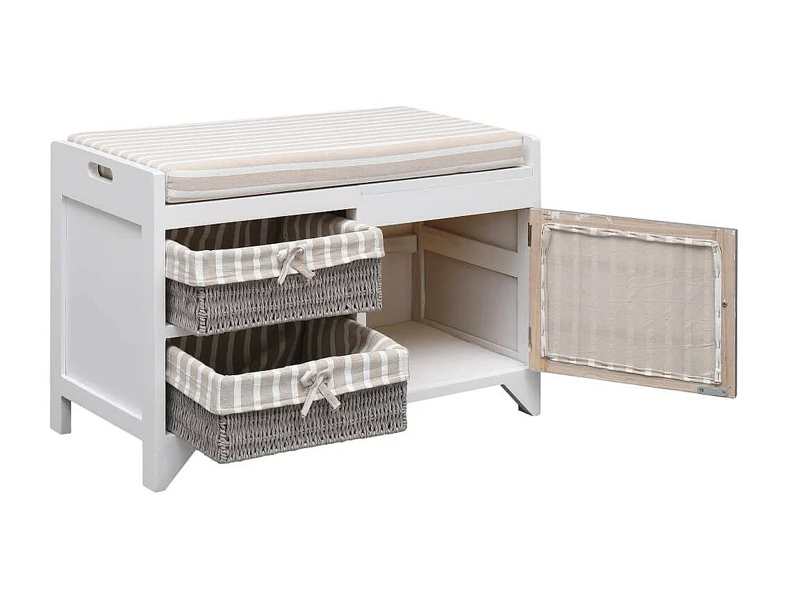 Banc d'entrée Blanc 70 x 33,5x45 Bois de Paulownia