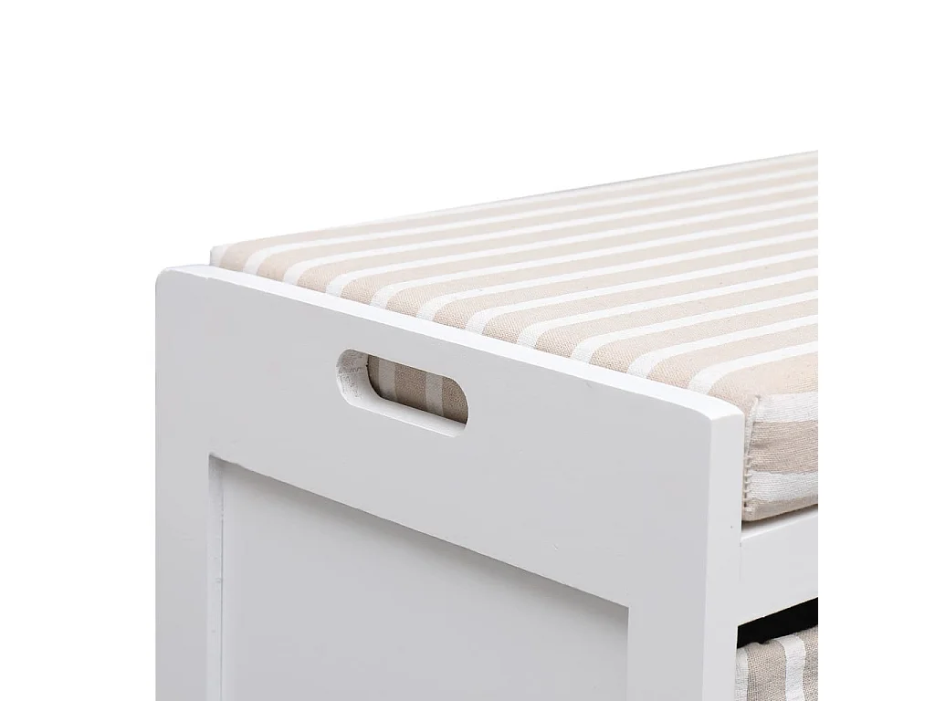 Banc d'entrée Blanc 70 x 33,5x45 Bois de Paulownia