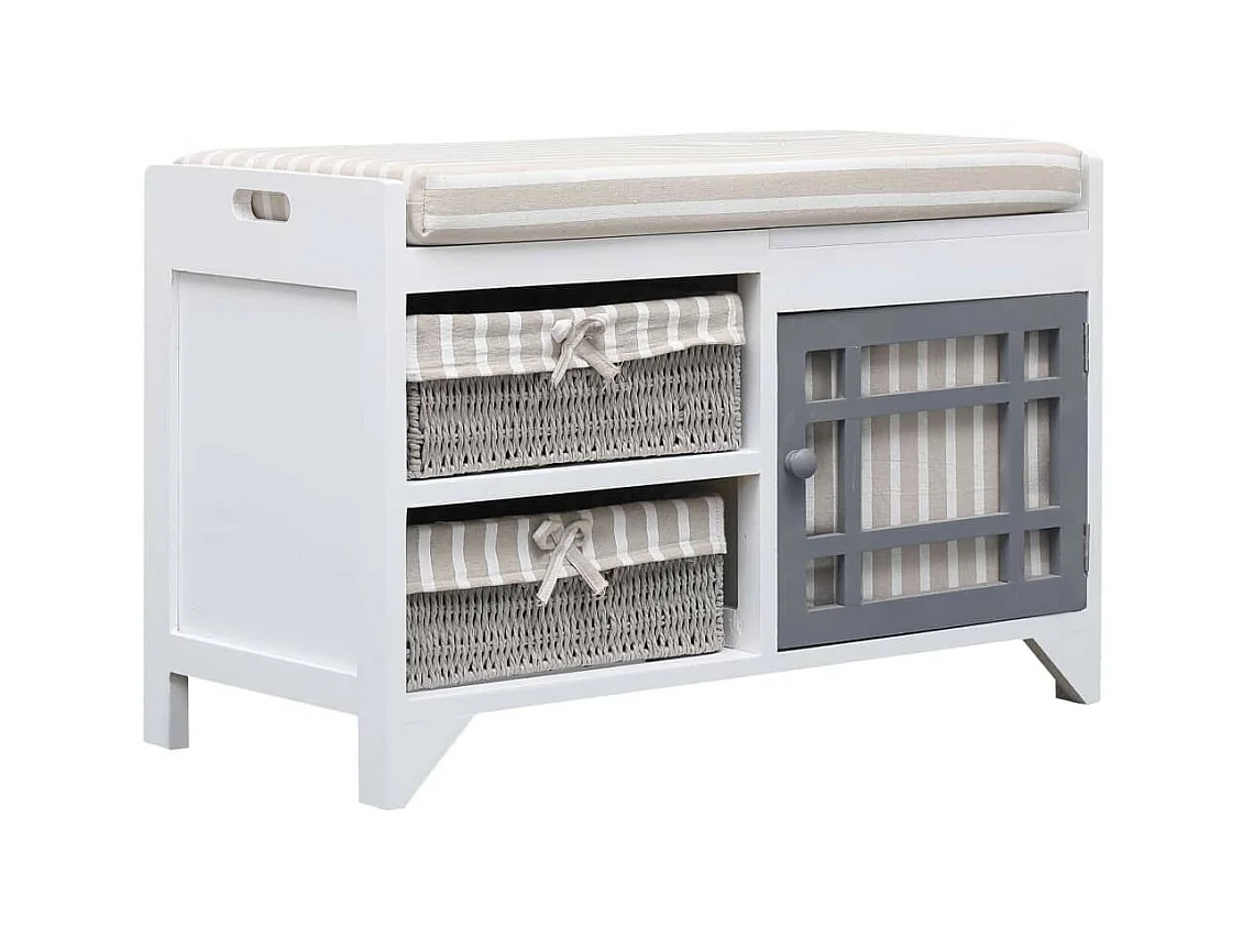 Banc d'entrée Blanc 70 x 33,5x45 Bois de Paulownia