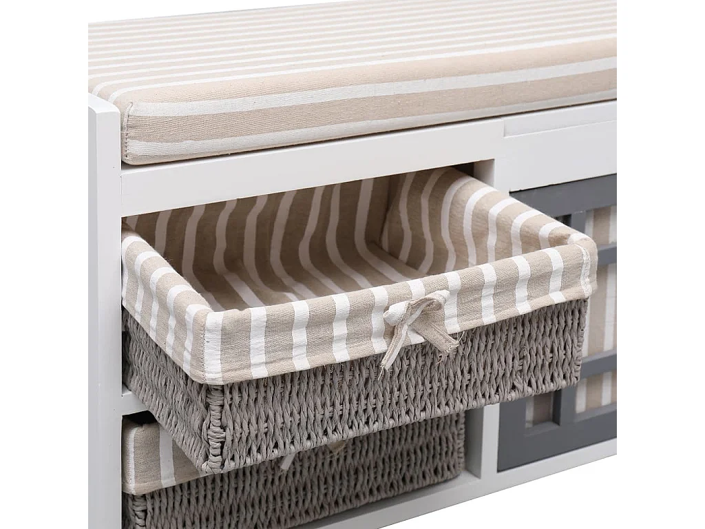 Banco de recibidor de madera de Paulownia blanco 70x33,5x45 cm