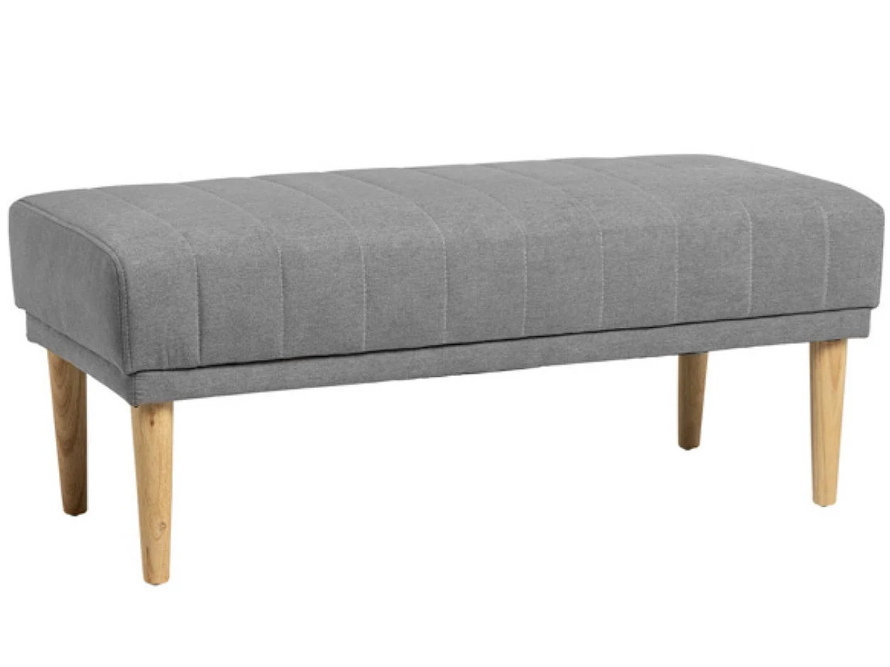 Banquette en tissu et bois de hêtre naturel Riko-Couleur Beige clair