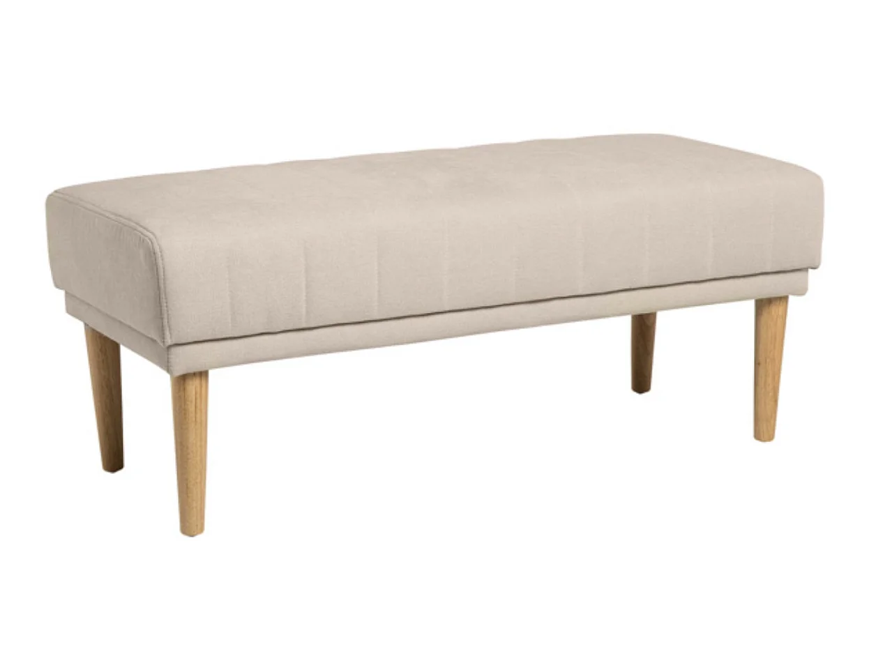 Banquette en tissu et bois de hêtre naturel Riko-Couleur Beige clair