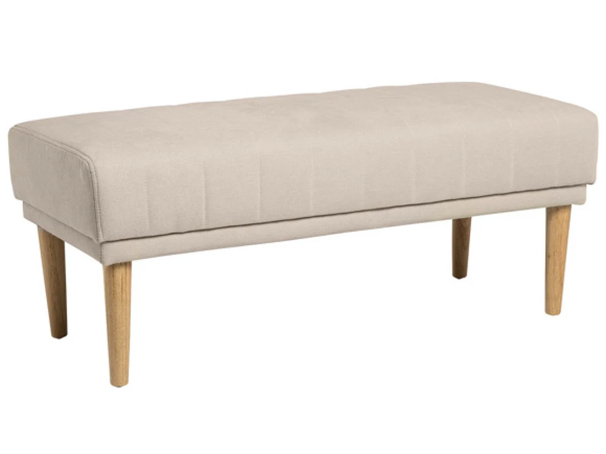 Banquette en tissu et bois de hêtre naturel Riko-Couleur Beige clair