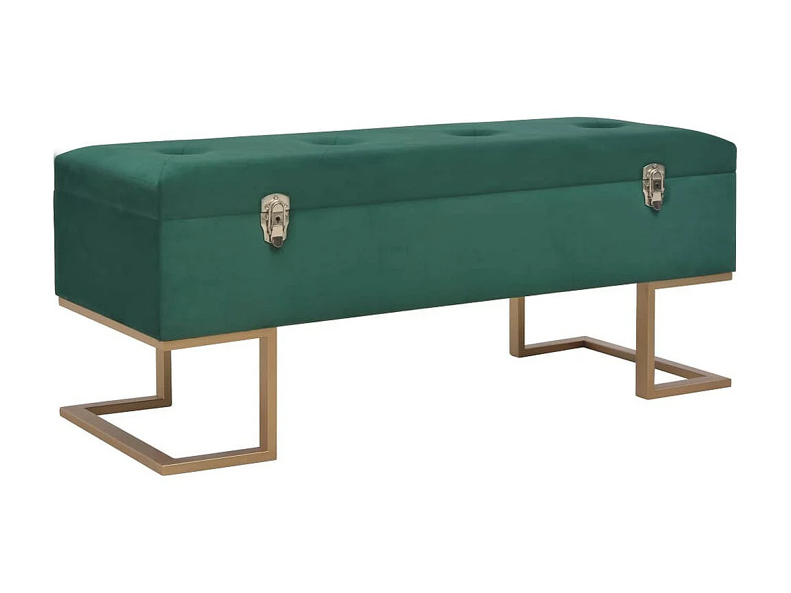 Banc avec compartiment de rangement 105cm Vert Velours