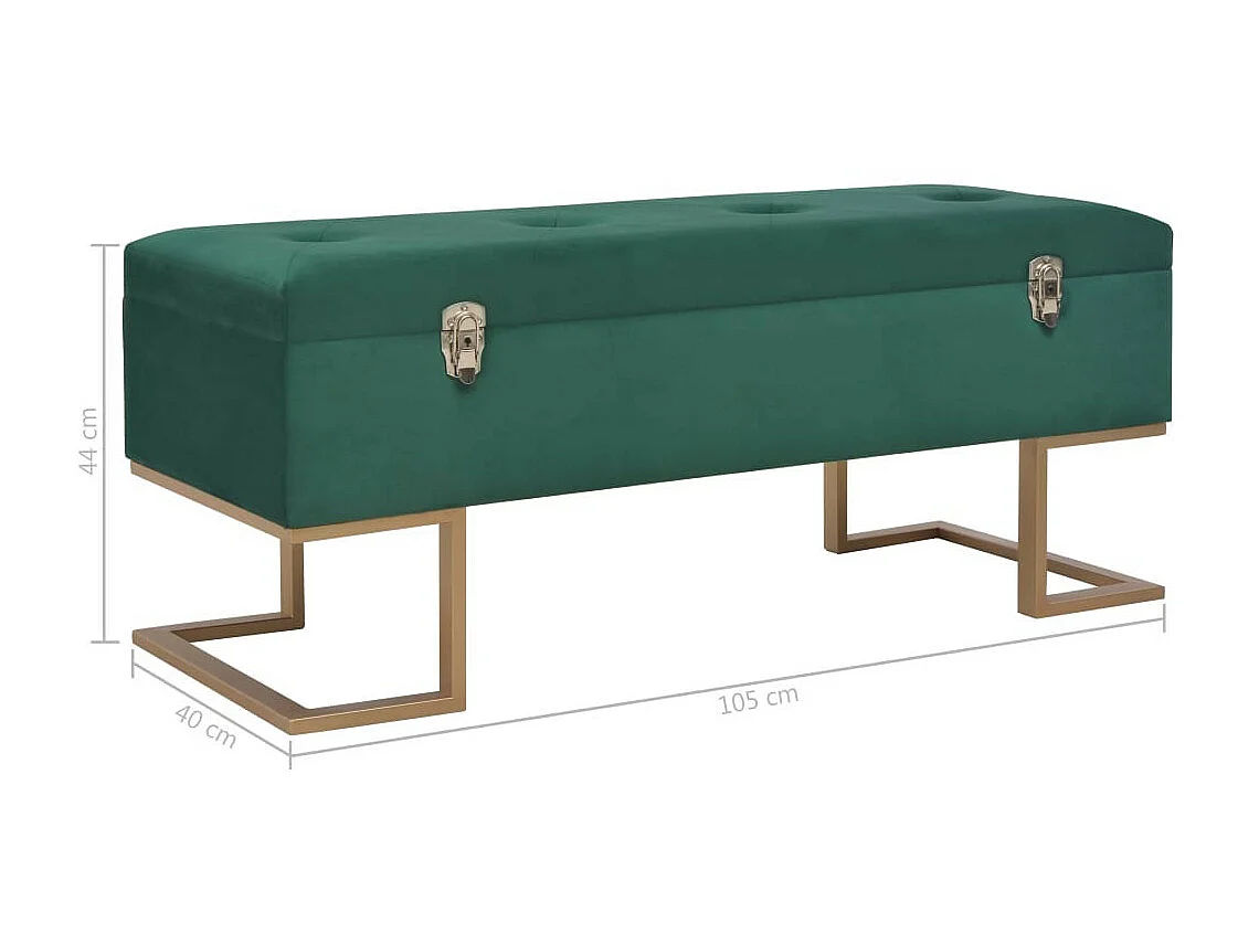 Banc avec compartiment de rangement 105cm Vert Velours