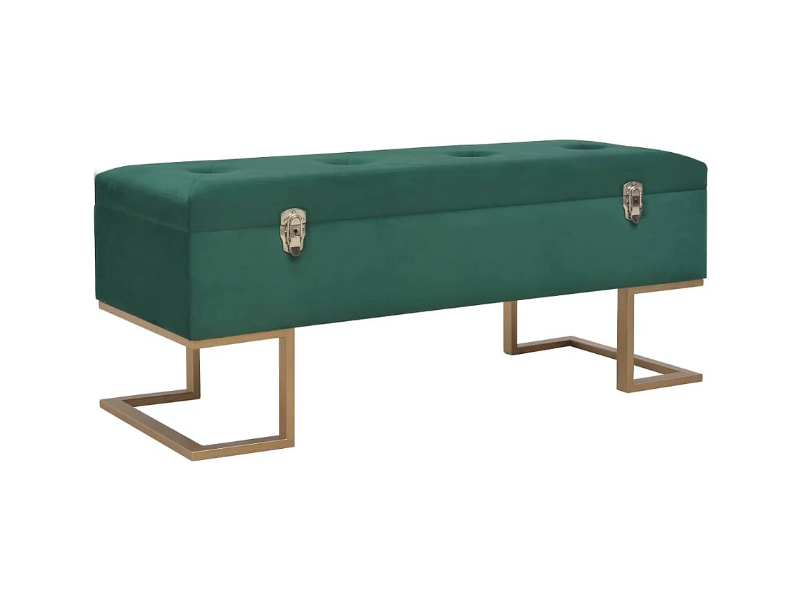 Banc avec compartiment de rangement 105cm Vert Velours