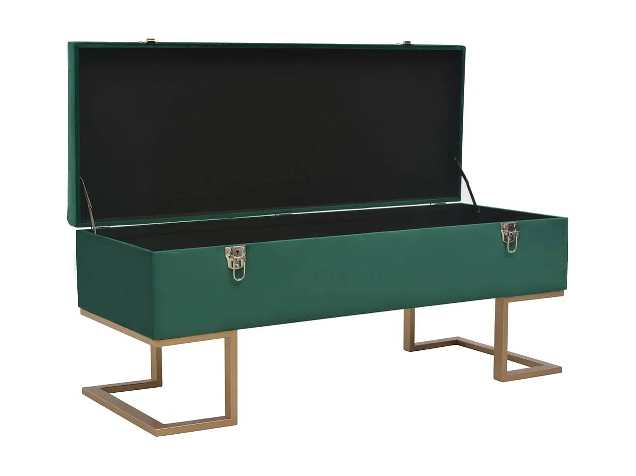 Banc avec compartiment de rangement 105cm Vert Velours