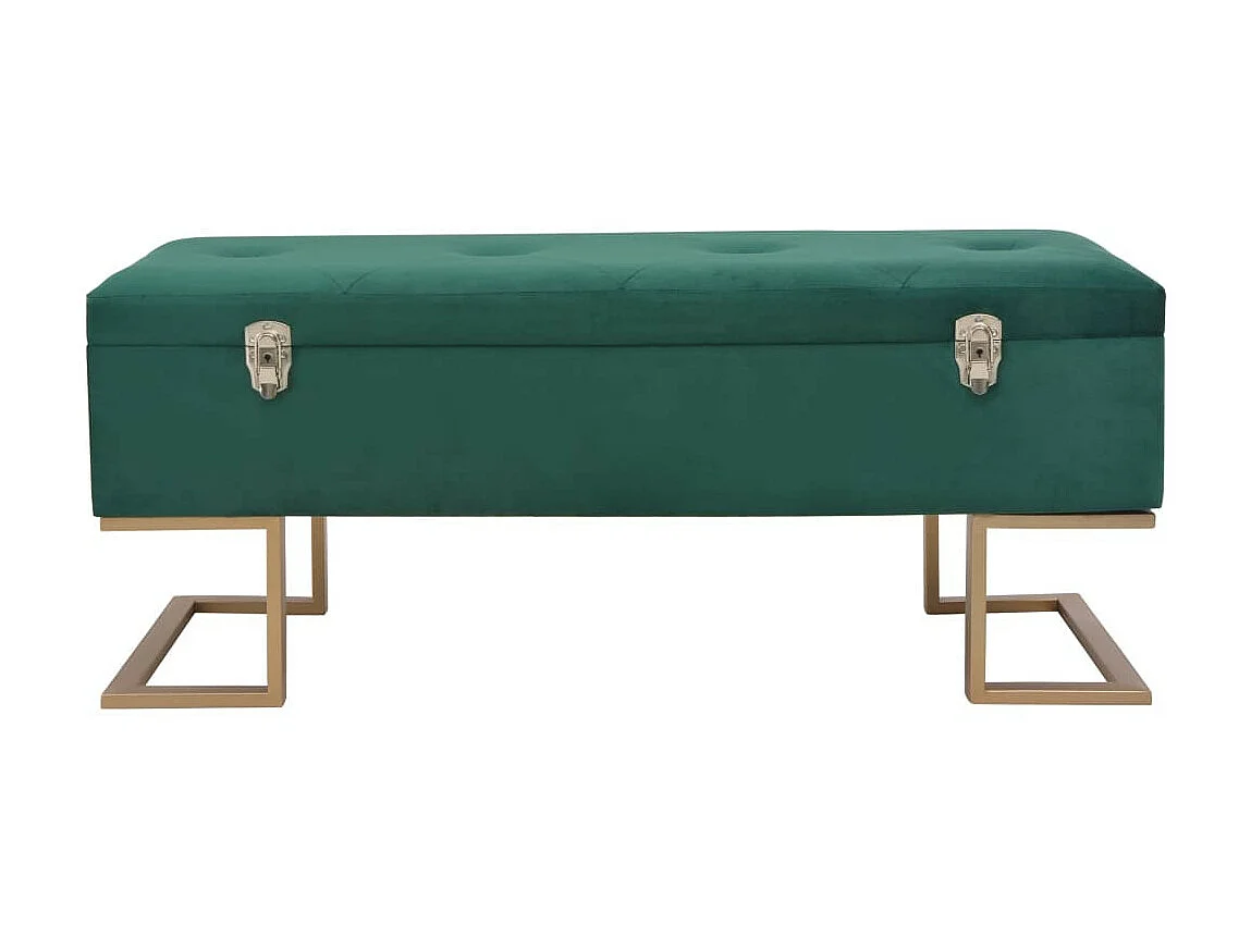 Banc avec compartiment de rangement 105cm Vert Velours