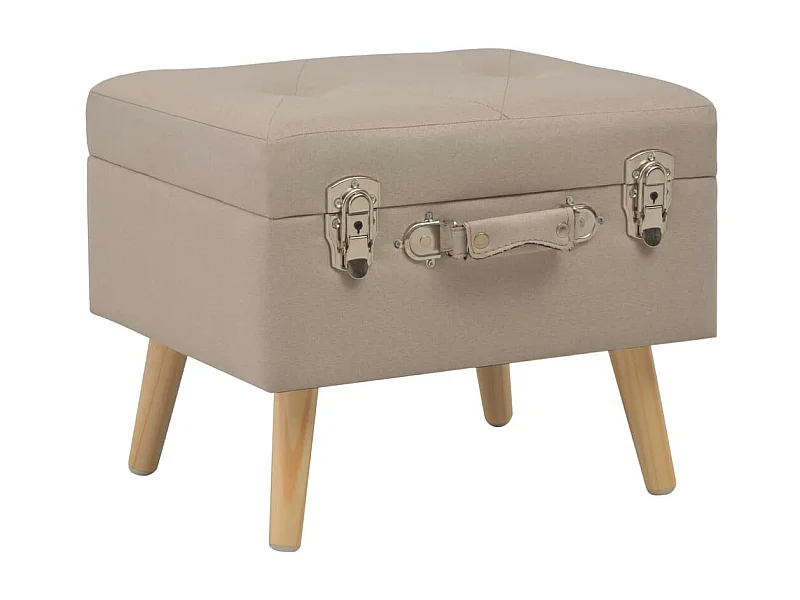 Tabouret de rangement 40cm Beige Tissu