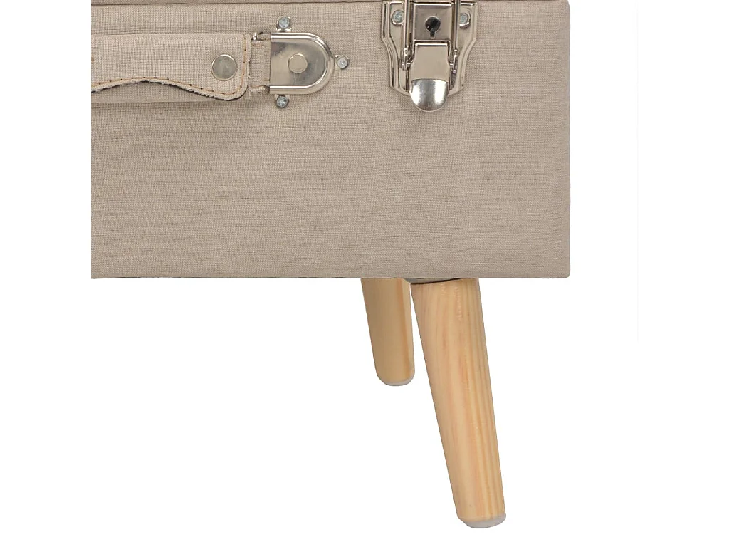 Tabouret de rangement 40cm Beige Tissu