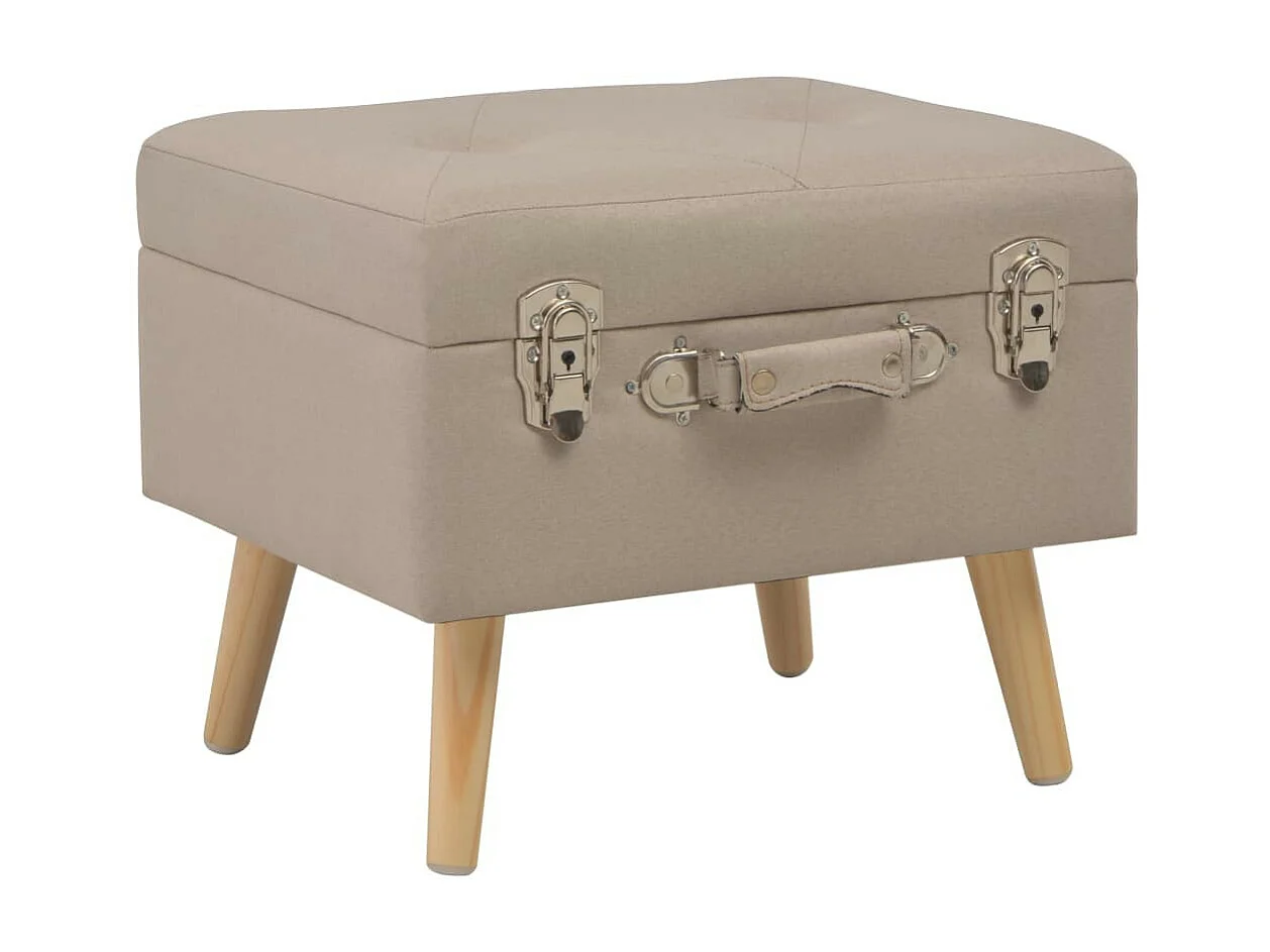 Tabouret de rangement 40cm Beige Tissu