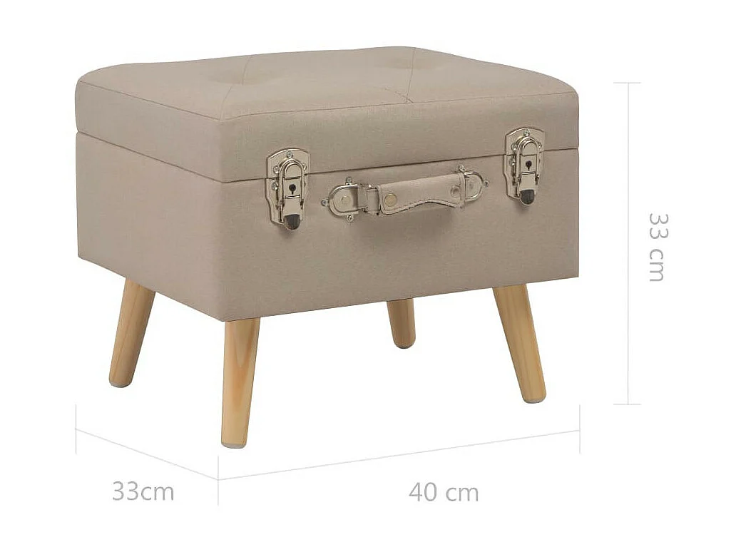 Tabouret de rangement 40cm Beige Tissu