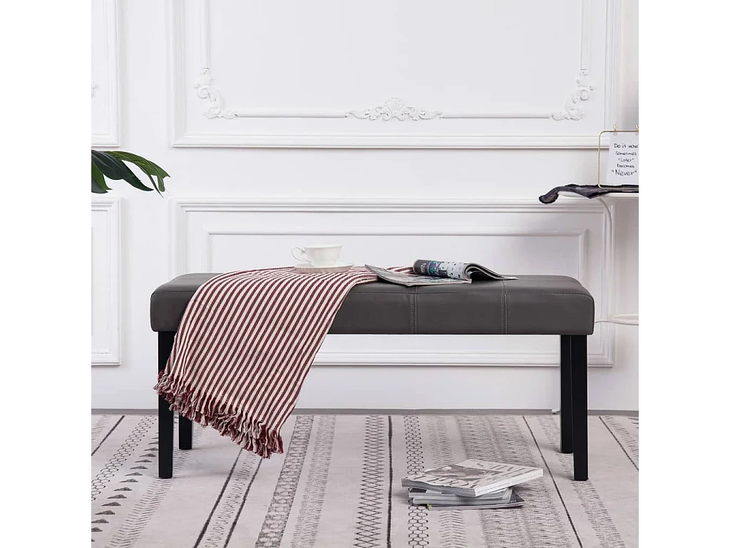Banc 106cm Gris Similicuir Rozy