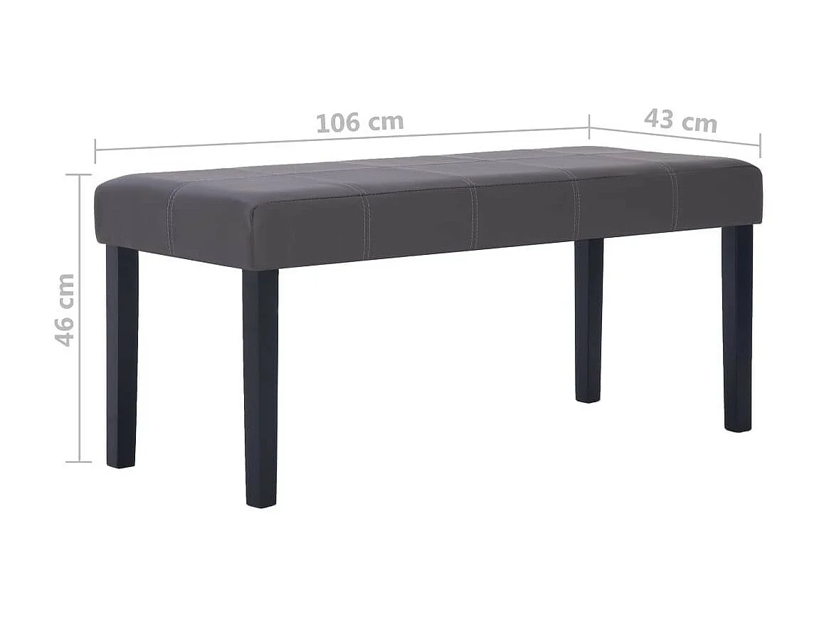 Banc 106cm Gris Similicuir Rozy