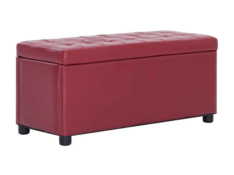 Pouf de rangement 87,5cm Rouge bordeaux Similicuir