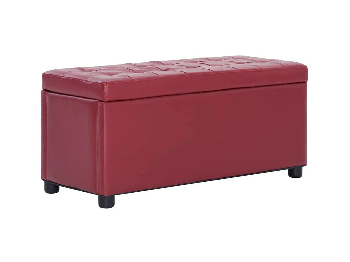 Pouf de rangement 87,5cm Rouge bordeaux Similicuir