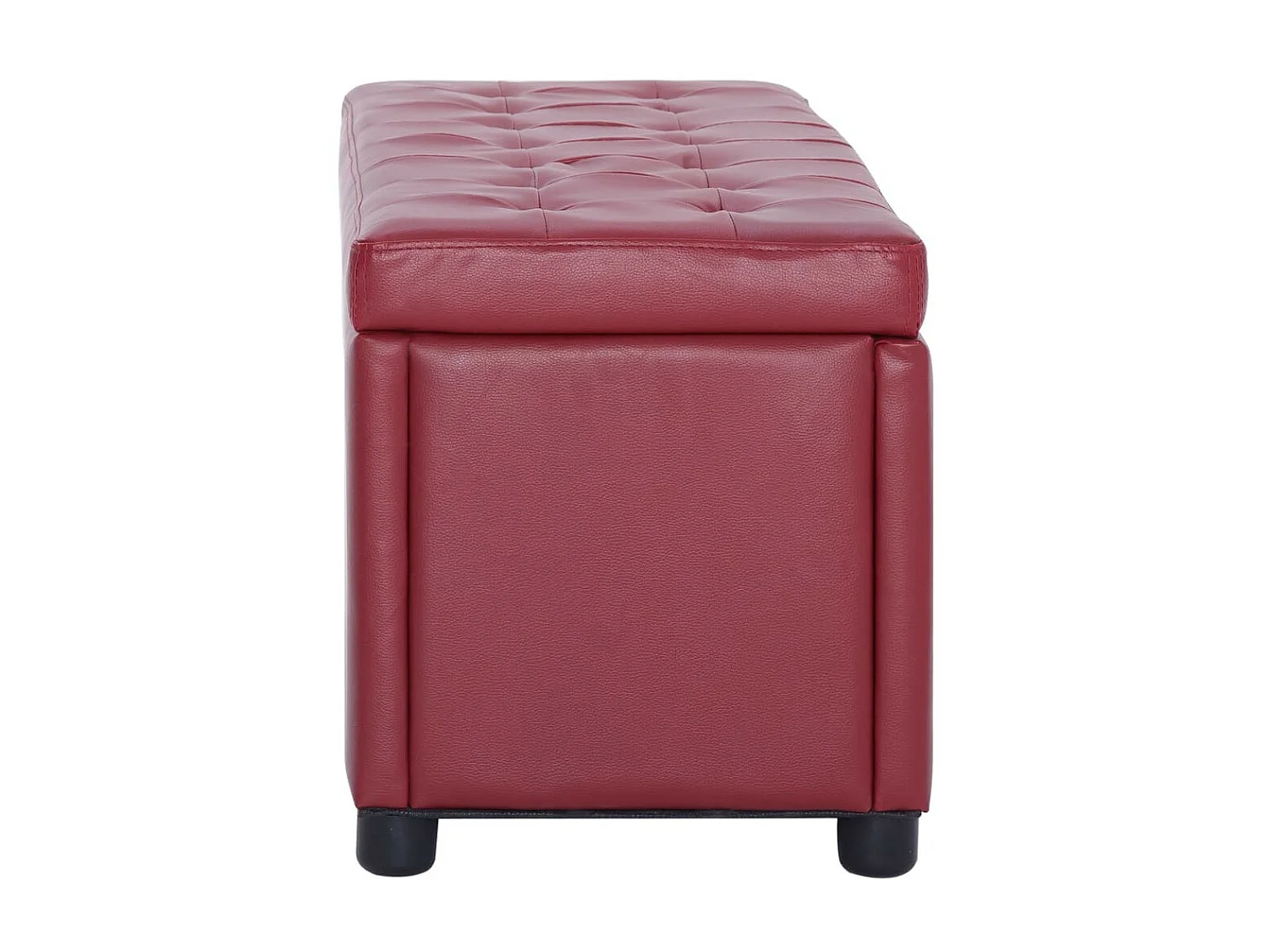 Pouf de rangement 87,5cm Rouge bordeaux Similicuir