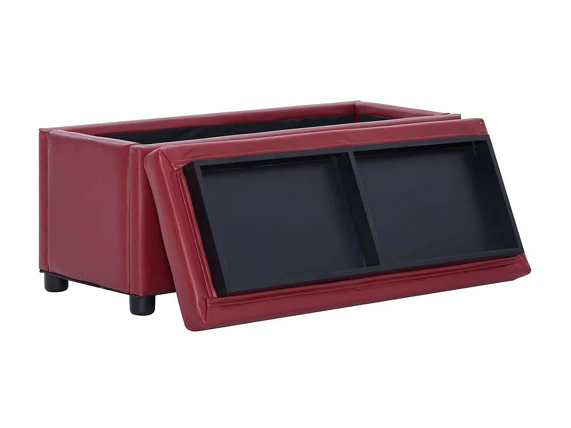 Pouf de rangement 87,5cm Rouge bordeaux Similicuir