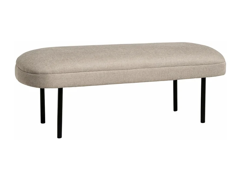 Banc moderne rembourré avec revêtement en tissu et pieds en métal noir Lema-Couleur Beige clair