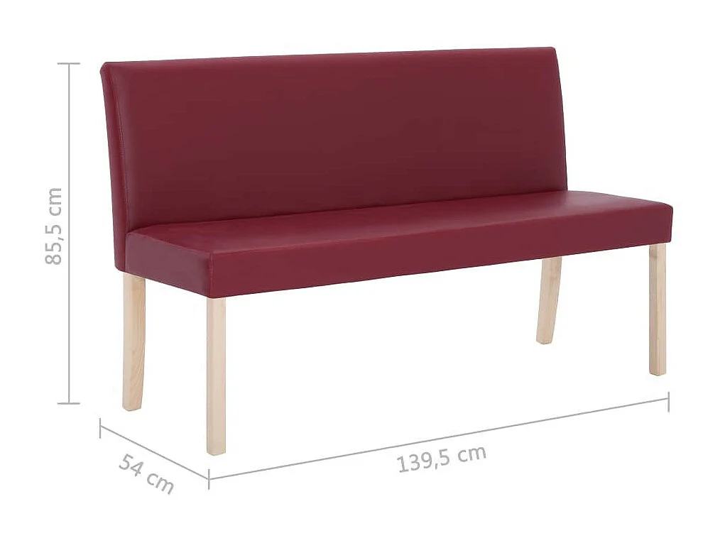 Banc 139,5cm Rouge bordeaux Similicuir Riza