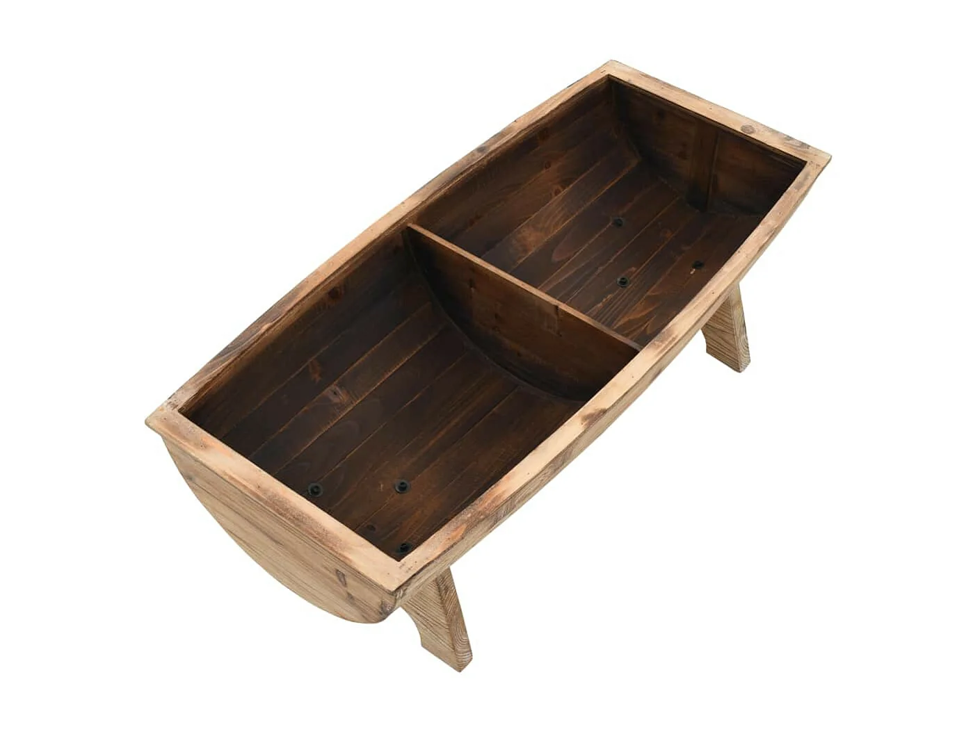 Banc avec rangement en forme de tonneau bois de sapin et tissu crème Vinto