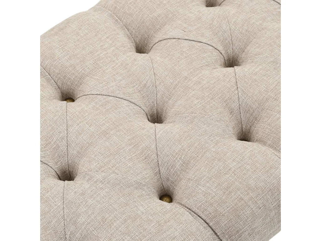 Banc avec rangement en forme de tonneau bois de sapin et tissu crème Vinto