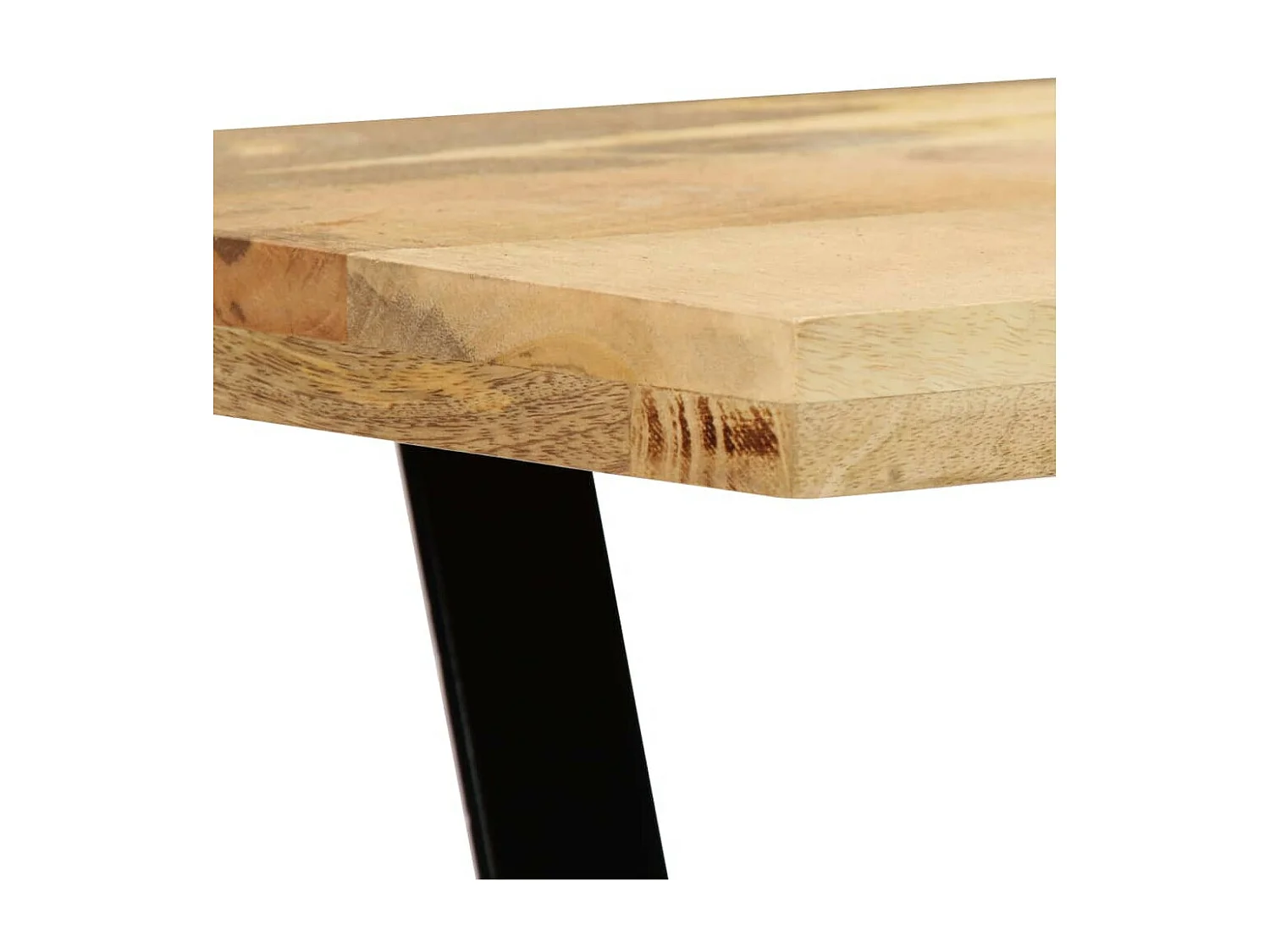 Banc industriel bois de manguier et pieds acier laqué noir Borik 110cm