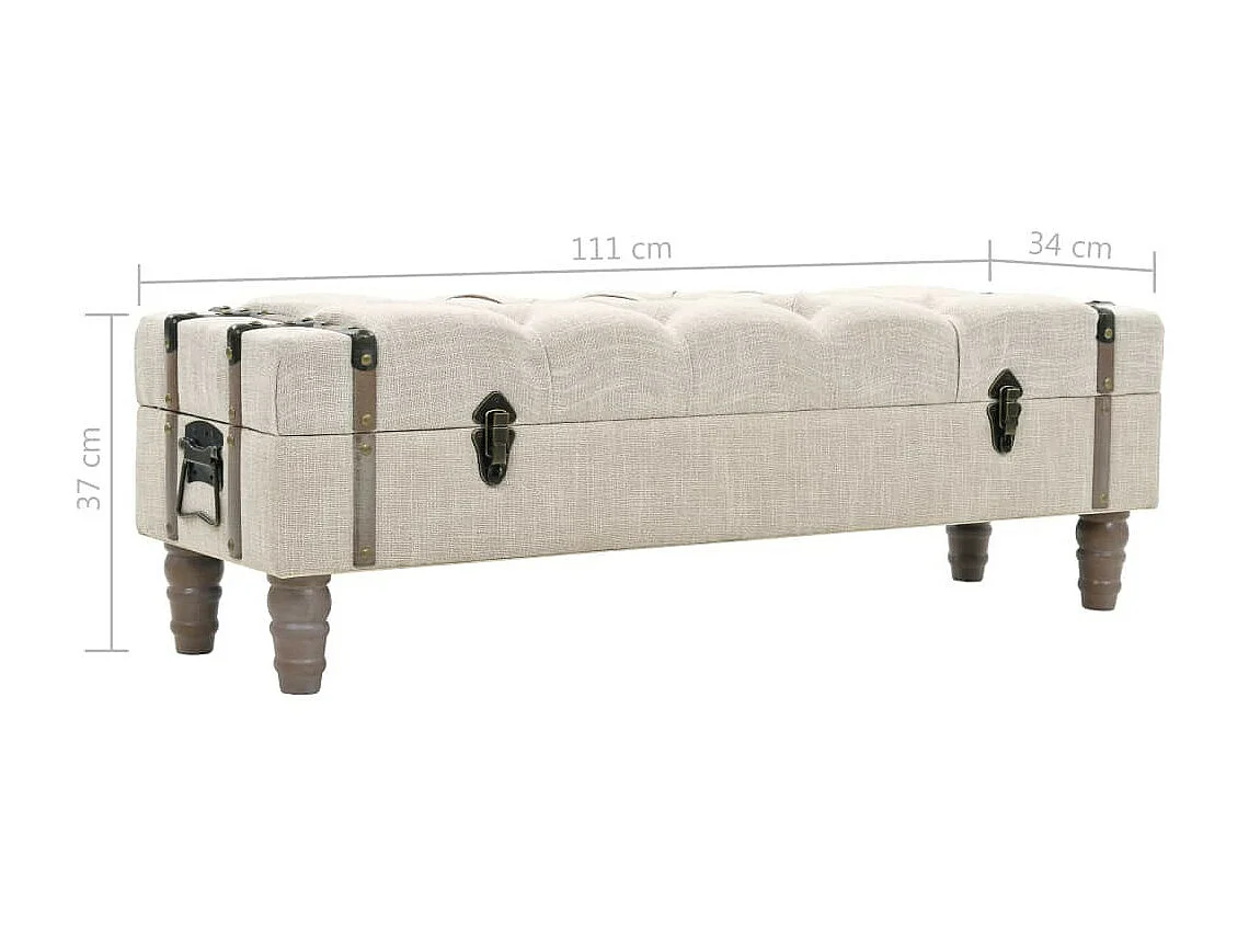 Banc de rangement Bois massif et acier 111 x 34x37