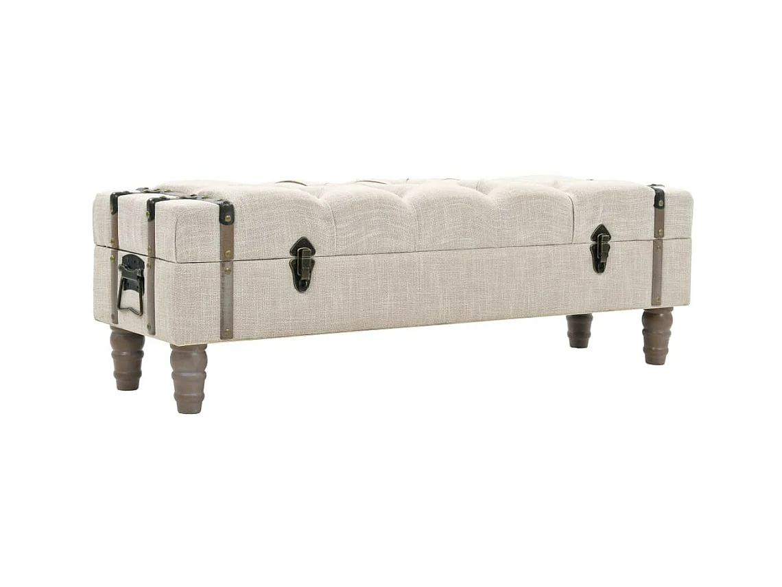 Banc de rangement Bois massif et acier 111 x 34x37