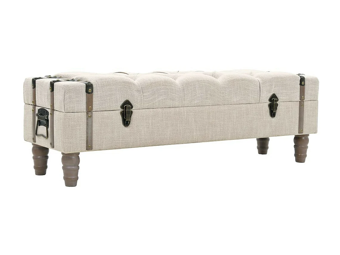 Banc de rangement Bois massif et acier 111 x 34x37