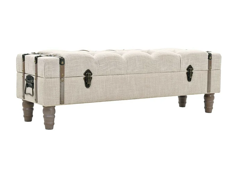 Banc de rangement Bois massif et acier 111 x 34x37