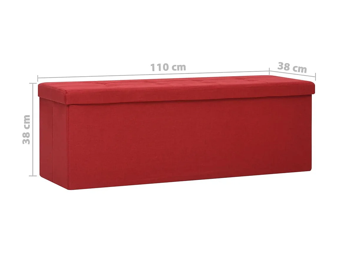 Banc de rangement pliable Rouge bordeaux Faux lin