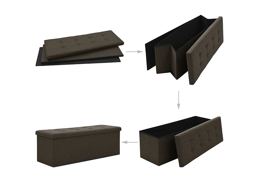 Banc de rangement pliable Marron foncé Faux lin