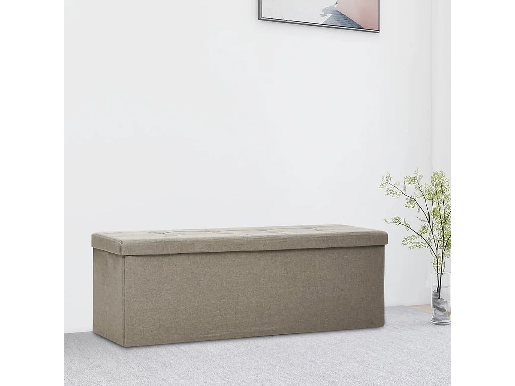 Banc de rangement pliable Taupe Faux lin