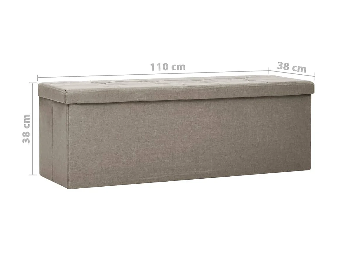 Banc de rangement pliable Taupe Faux lin