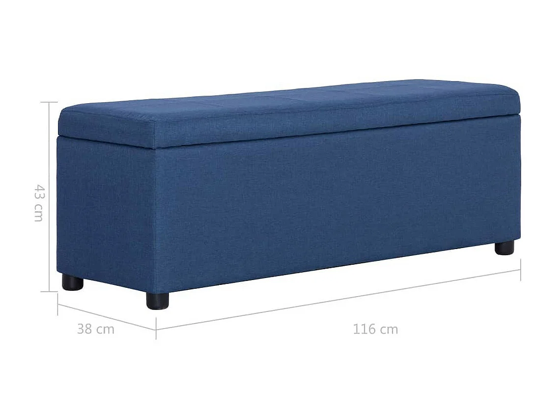 Banc avec compartiment de rangement 116cm Bleu Polyester