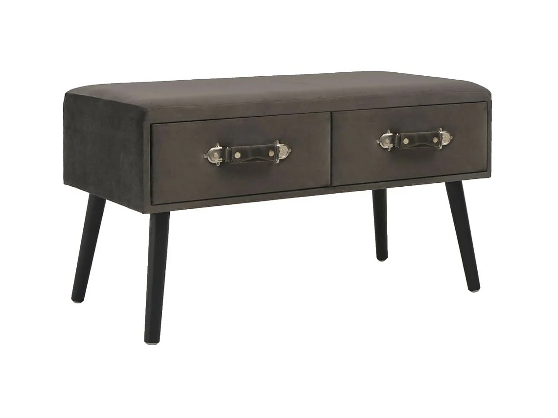 Banc avec tiroirs 80cm Gris Velours