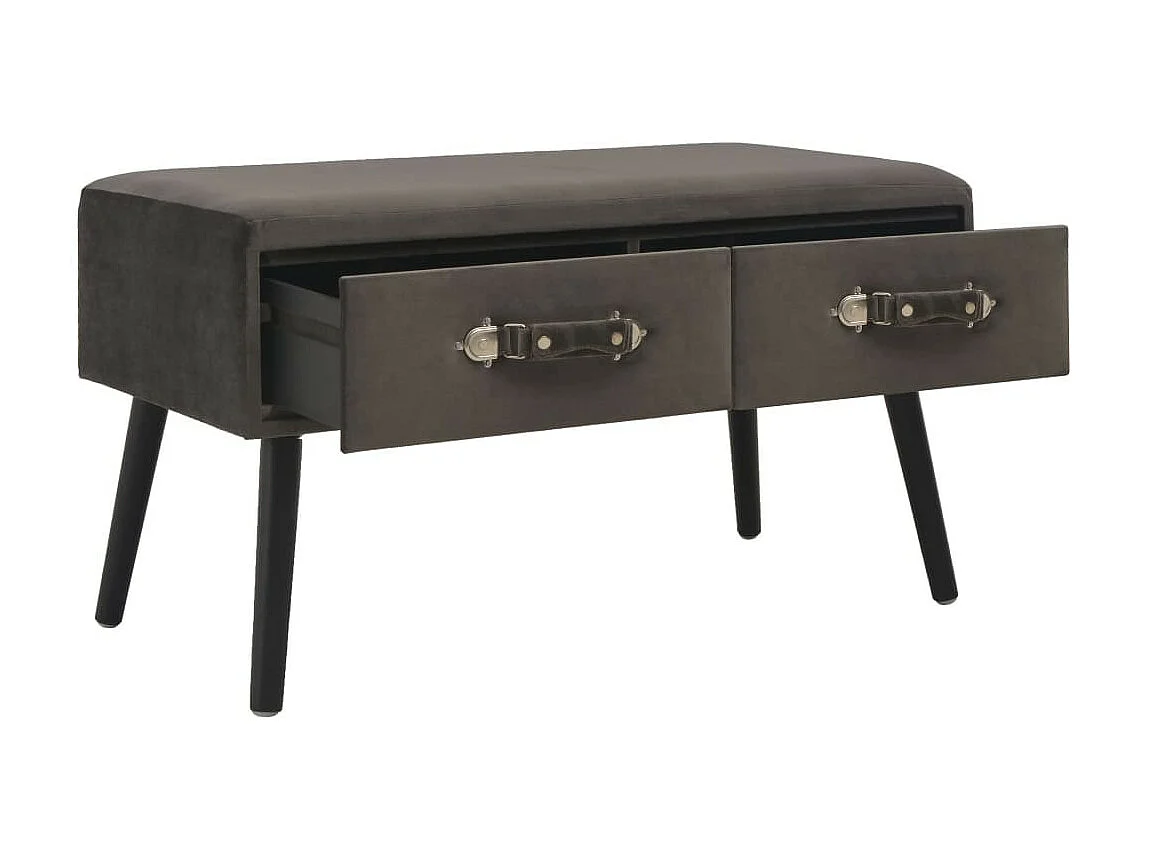 Banc avec tiroirs 80cm Gris Velours