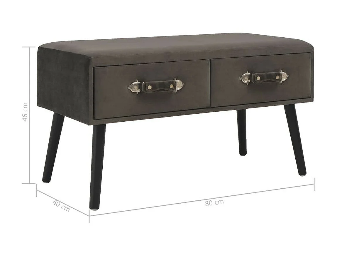 Banc avec tiroirs 80cm Gris Velours