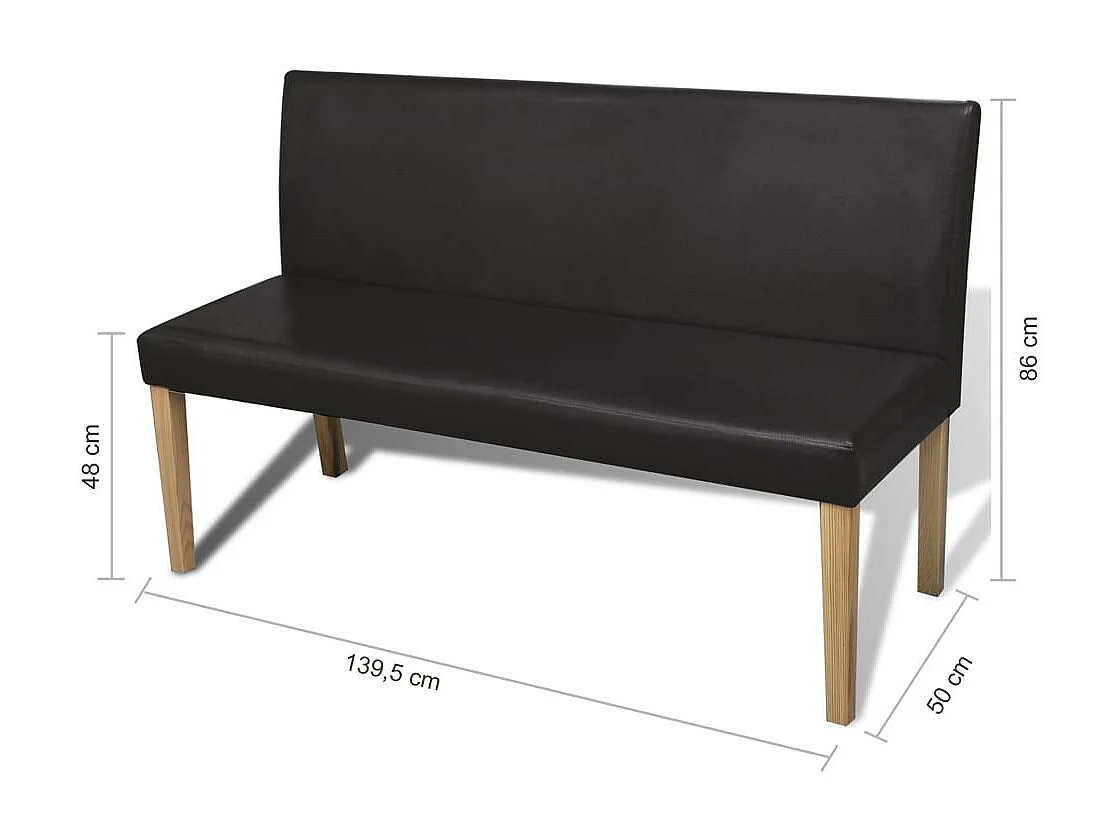 Banc 139,5cm Marron foncé Similicuir
