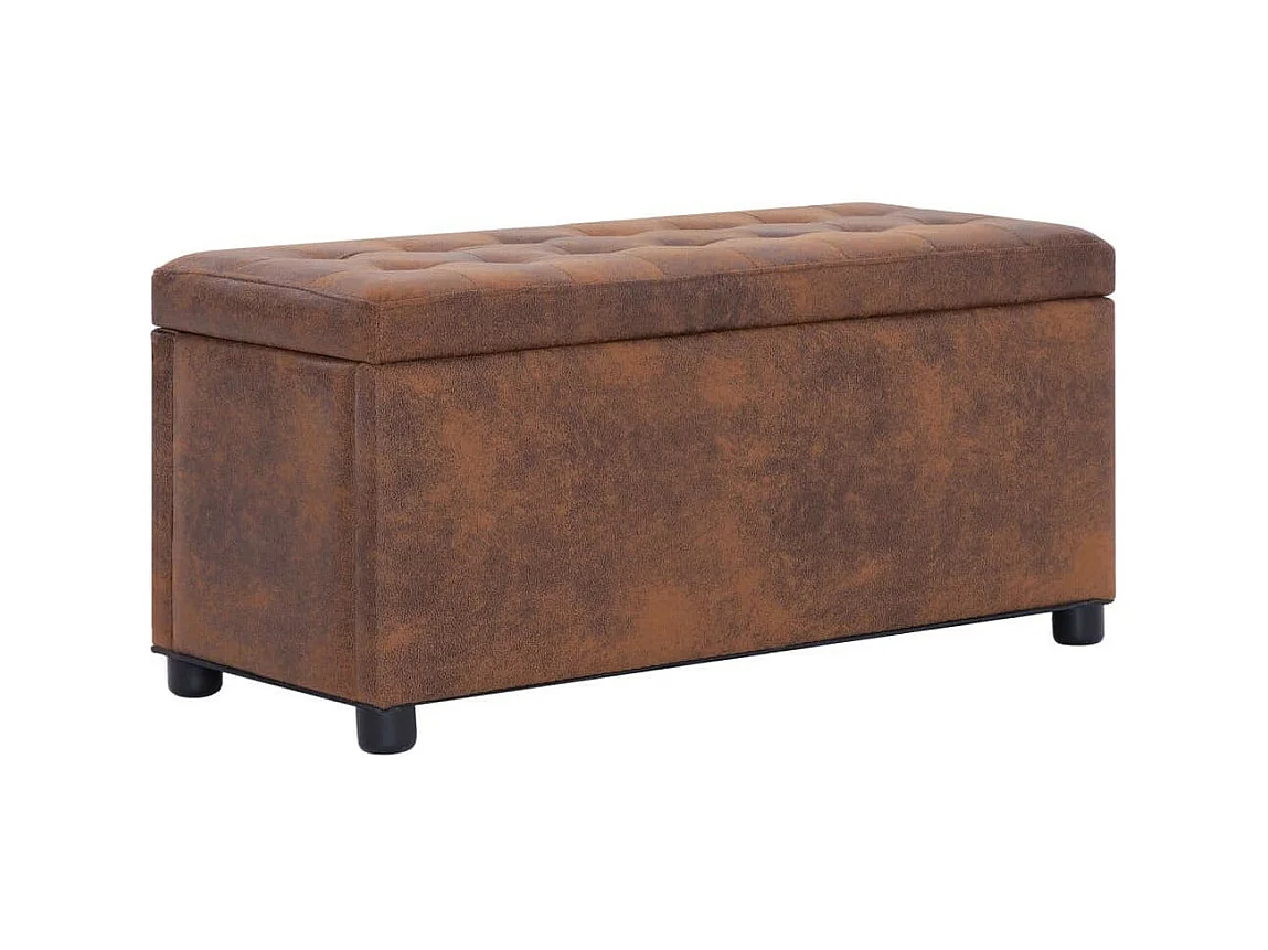 Banc coffre vintage simili cuir marron vieilli Barielle