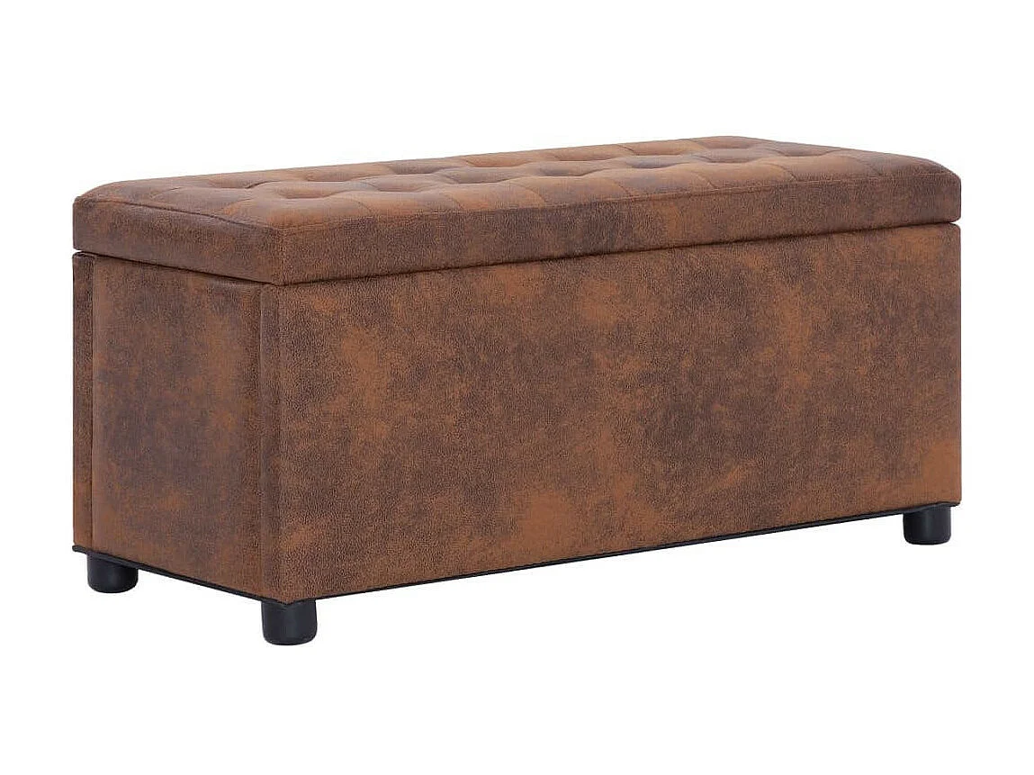 Banc coffre vintage simili cuir marron vieilli Barielle