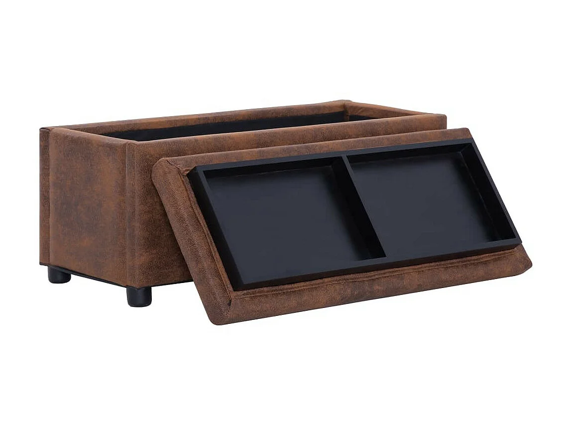 Banc coffre vintage simili cuir marron vieilli Barielle