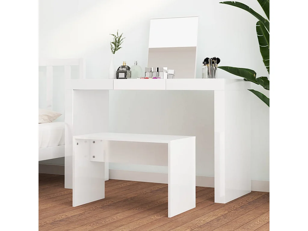 Tabouret de toilette Blanc brillant70x35x45 Bois d'ingénierie