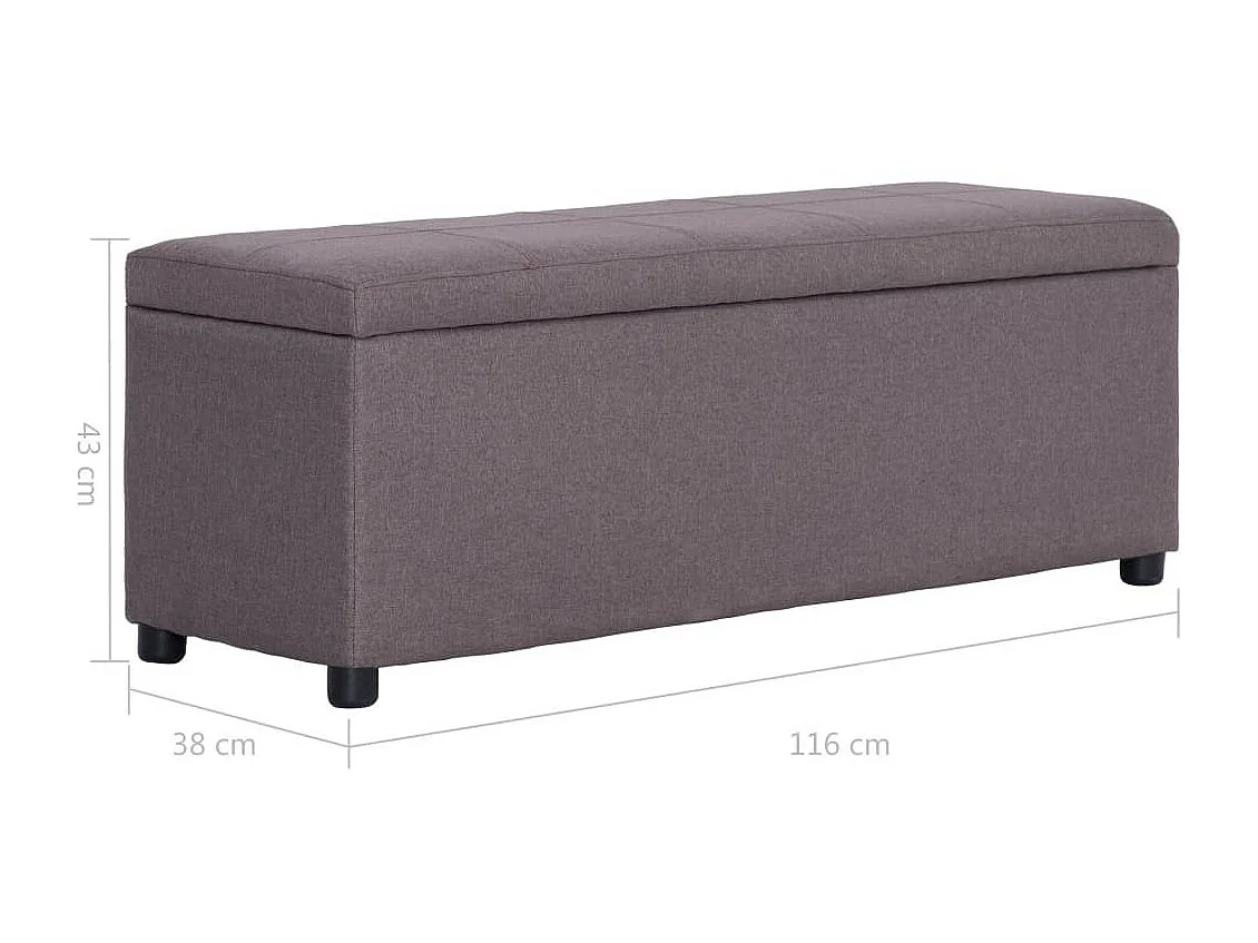 Banc avec compartiment de rangement 116cm Taupe Polyester