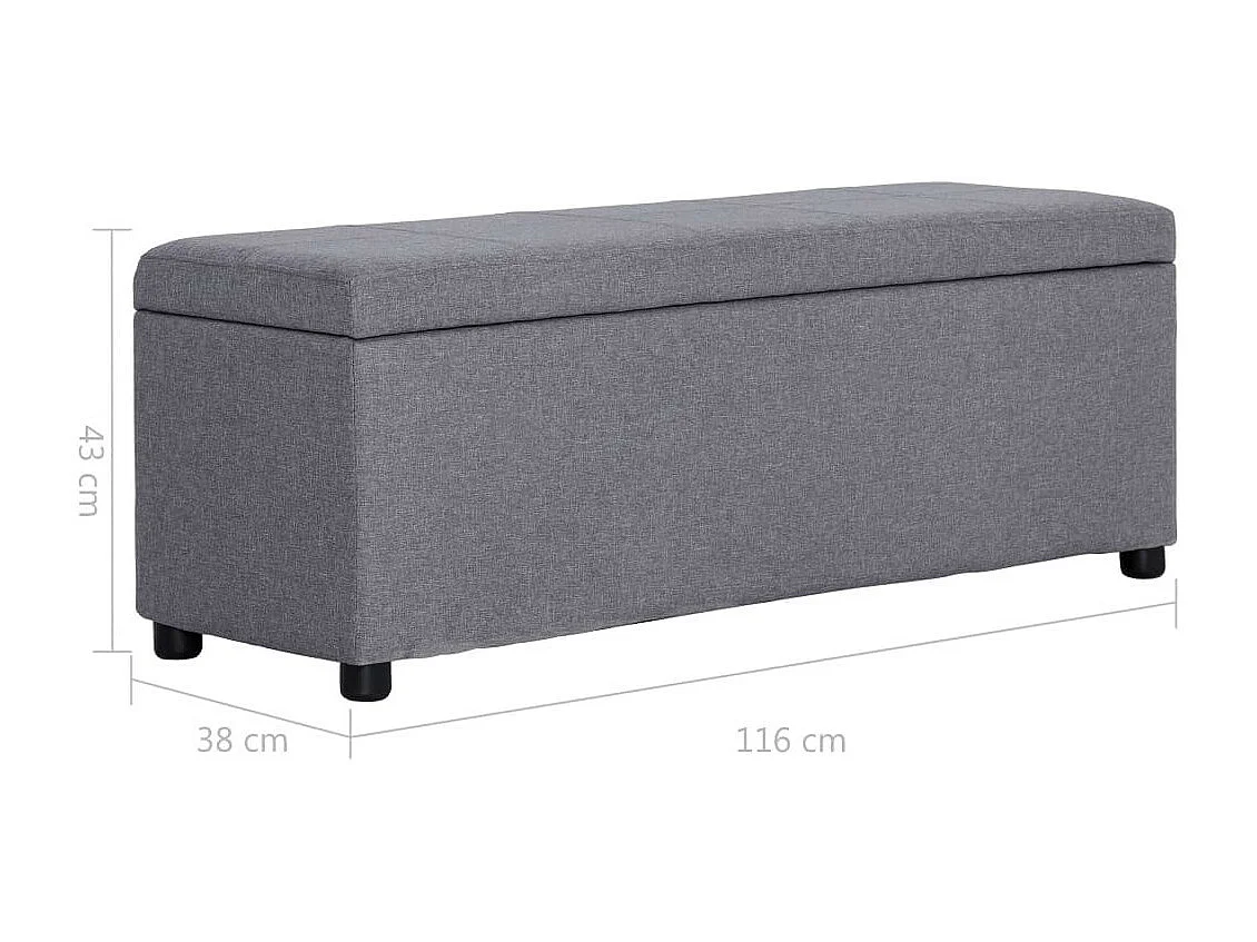 Banc avec compartiment de rangement 116cm Gris clair Polyester