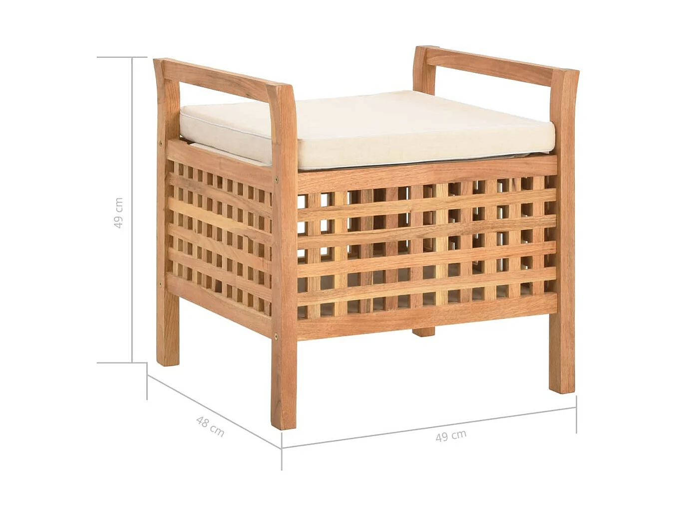Banc de rangement 49x48x49 Bois de noyer massif